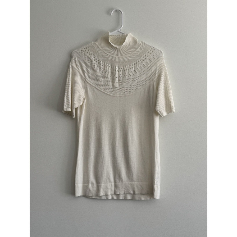 VTG 90s Y2K‎ Cache Funnel Neck Shirt Top Womens Large Cream Downtown Vibes